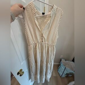 SHEIN Beige and White Striped Dress